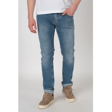 Blugi drepti cu talie joasa Lund - Alb/Albastru inchis