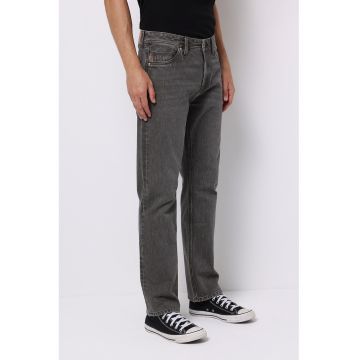 Blugi drepti cu talie medie - Gri melange