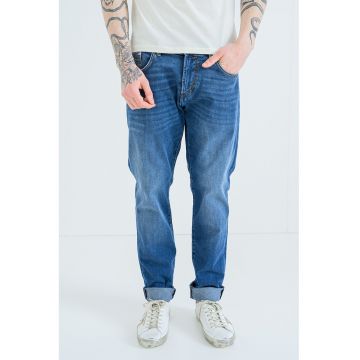 Blugi relaxed fit cu talie medie - Albastru melange