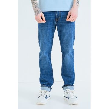 Blugi relaxed fit cu talie medie - Albastru melange