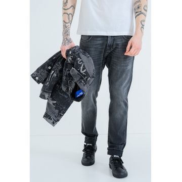 Blugi relaxed fit cu talie medie - Gri deschis melange