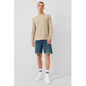 Blugi scurti cu aspect decolorat - Albastru prafuit