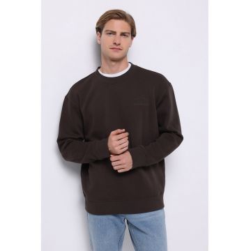 Bluza de trening din amestec de bumbac cu decolteu rotund - Maro inchis