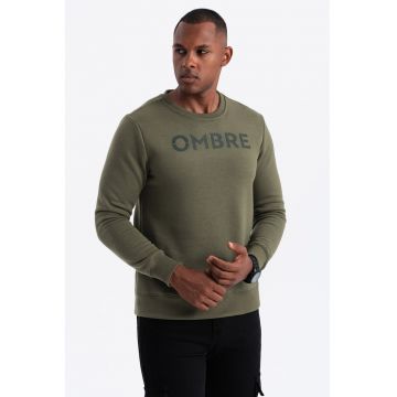 Bluza de trening din amestec de bumbac cu model text - Verde sparanghel
