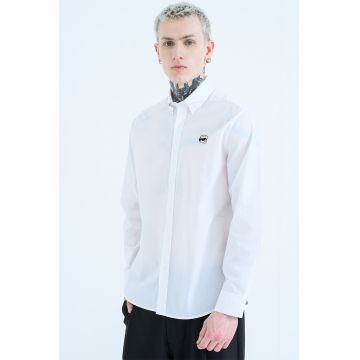 Camasa din amestec de bumbac cu logo - Alb optic