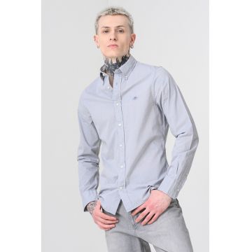 Camasa slim-fit cu guler fixat cu nasturi - Gri deschis