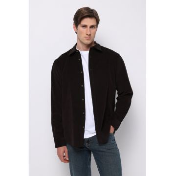 Camasa uni de bumbac cu maneci lungi - Negru