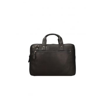 Geanta de piele cu maner - Negru