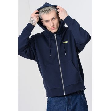 Hanorac lejer cu imprimeu logo contrastant pe partea din spate Nardimez - Verde lime/Bleumarin