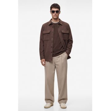 Jacheta-camasa uni cu buzunare cu clapa - Maro pamantiu