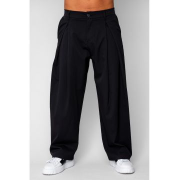 Pantalon lung cu fald - snur in talie Black 20568 - Negru