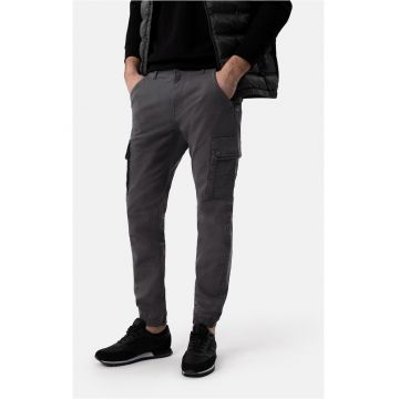 Pantaloni cargo conici din bumbac - buzunare laterale cu clapa - Regular Fit - fermoar -  R-Alpin - grafit - Gri grafit