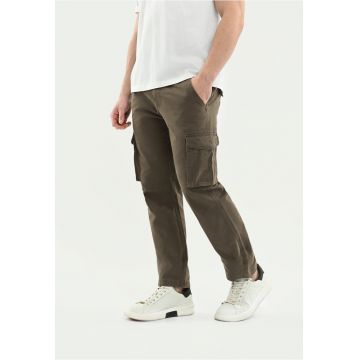 Pantaloni cargo din bumbac - sapte buzunare - Comfort Fit -  R-Hampter - verde masliniu - Verde masliniu