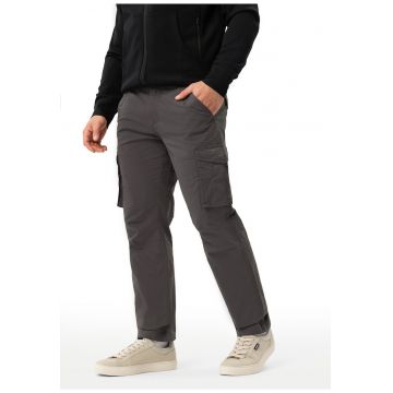 Pantaloni cargo din bumbac - sapte buzunare - regular fit - picior drept -  R-Gun - grafit - Gri grafit