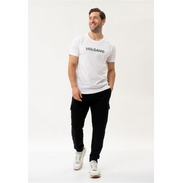 Pantaloni cargo jogger din bumbac - regular fit - buzunar lateral cu clapa - talie elastica cu snur -  N-Cave - negru - Negru