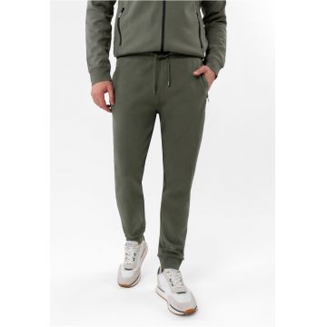 Pantaloni de trening conici din bumbac - jogger - cu buzunare - talie elastica cu snur -  N-Ben - kaki - Kaki