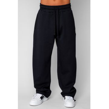 Pantaloni din bumbac - lung cu cordon elastic cu stopper la terminatie Black 20511 - Negru