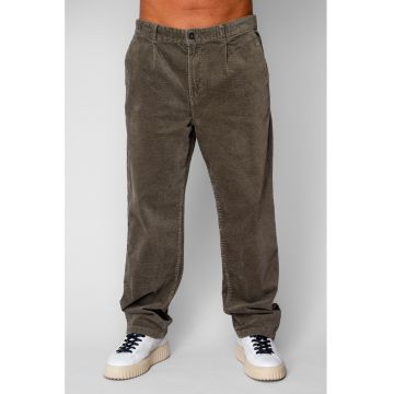 Pantaloni drep lung din reiat bumbac Kaki 20499 - Kaki