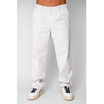 Pantaloni drep lung din reiat bumbac Off White 20503 - Alb