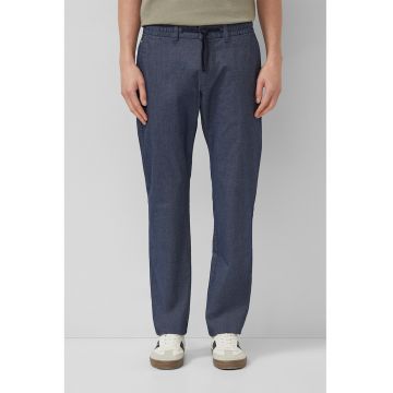 Pantaloni drepti cu talie ajustabila - Albastru prafuit