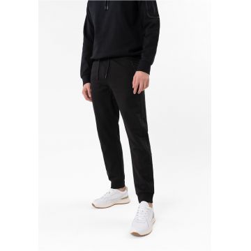 Pantaloni jogger din bumbac - cu buzunare - regular fit - banda elastica cu snur -  N-Pilo - negru - Negru