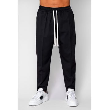 Pantaloni lungi cu snur usor conic Black 20524 - Negru