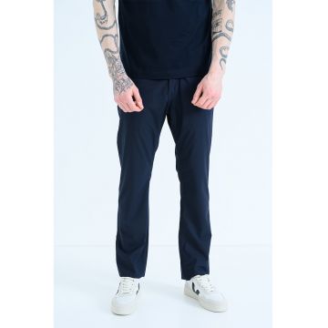 Pantaloni relaxed fit cu talie medie - Bleumarin
