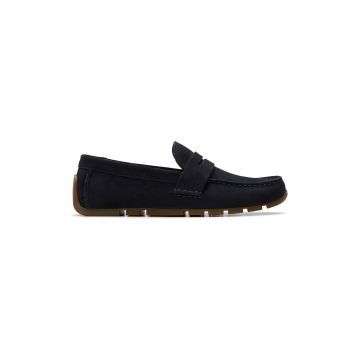 Pantofi loafer de piele intoarsa Corsley Bar - Negru stins/Gri antracit