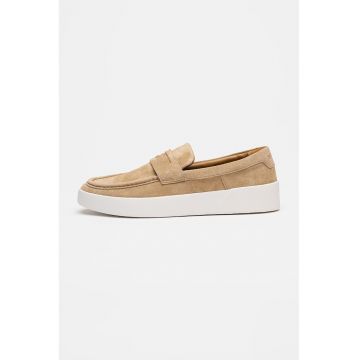 Pantofi loafer wedge din piele intoarsa Lyde - Bej