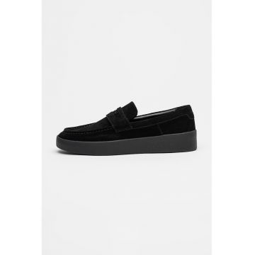 Pantofi loafer wedge din piele intoarsa Lyde - Negru