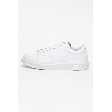 Pantofi sport din piele cu model uni - Alb