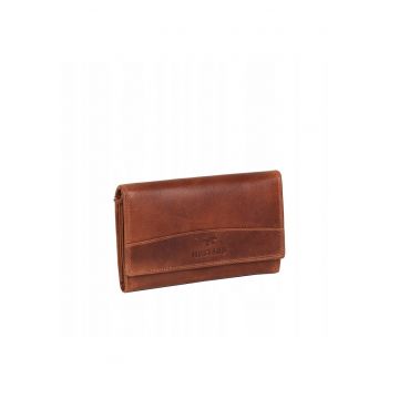 Portofel Dama -  Udine Wallet - 100% Piele Naturala - Cu Logo - Compartimente Pentru Carduri - Buzunar Pentru Monede - Design Elegant - One Size - Maro