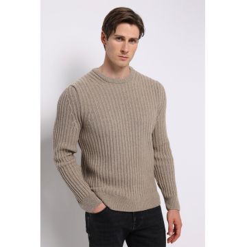 Pulover uni cu striatii - Bej