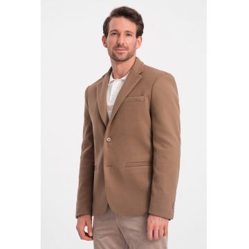 Sacou cu model uni si nasturi - Maro deschis