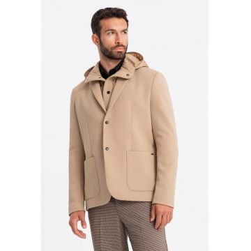 Sacou cu revere decupate - Maro camel