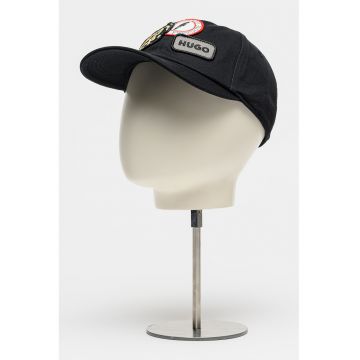 Sapca de bumbac cu aplicatii - Negru