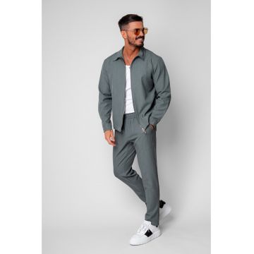 Set Caruso v2 Jacheta cu fermoar si pantalon lung drept Premium Dusty Green 19962