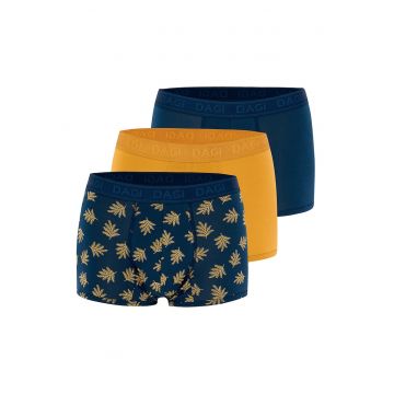 Set de boxeri cu logo - 3 perechi - Bleumarin/Galben mustar