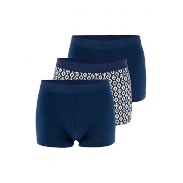 Set de boxeri din amestec de bumbac - 3 perechi - Bleumarin
