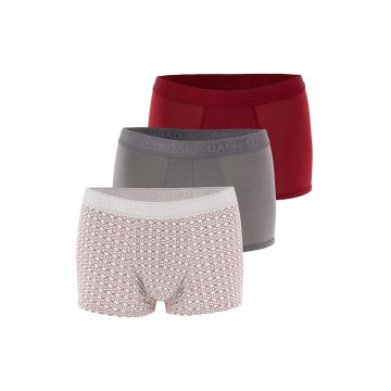 Set de boxeri din amestec de bumbac - 3 perechi - Rosu/Gri
