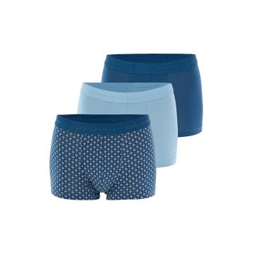 Set de boxeri din amestec de bumbac cu imprimeu -3 perechi - Albastru deschis/Albastru