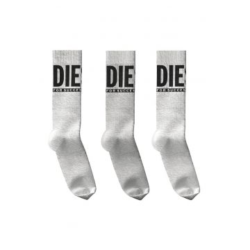 Set de sosete lungi cu logo - 3 perechi - Alb