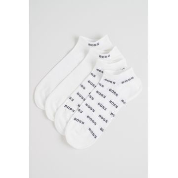 Set de sosete pana la glezna cu imprimeu logo - 2 perechi - Negru/Alb optic