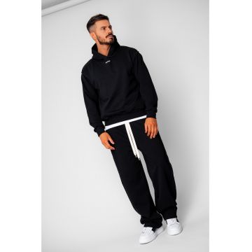 Set hanorac si pantalon cu cusaturi exterioare Black 20554 - Negru