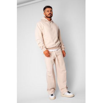 Set hanorac si pantalon drept cu capse Beige 20538 - Bej