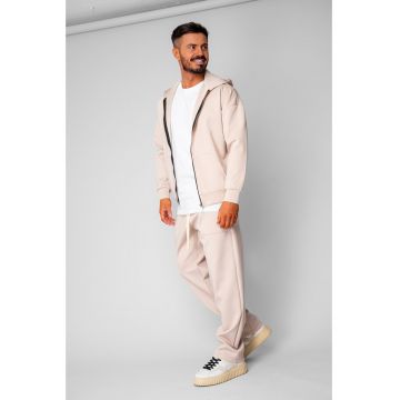 Set Loren Jacheta cu fermoar si Pantalon lung Light Beige 20490 - Bej deschis