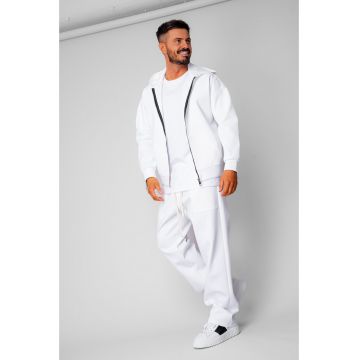 Set Loren Jacheta cu fermoar si Pantalon lung White 20485 - Alb optic