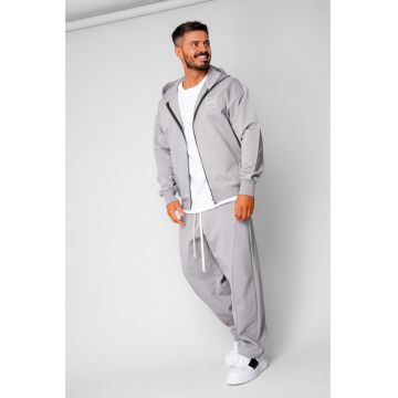 Set Oversized Hanorac cu fermoar si pantalon Baloon fit din 100% Bumbac - 400gr/mp Premium Edition Grey 20466 - Gri