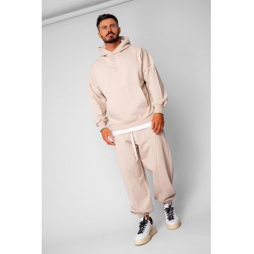 Set Oversized Hanorac si pantalon Baggy din 100% Bumbac - 400gr/mp Premium Edition Beige 20461 - Bej