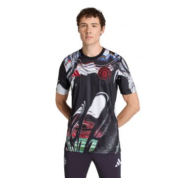 Tricou cu aplicatie Manchester United pentru fotbal - Rosu/Alb/Negru